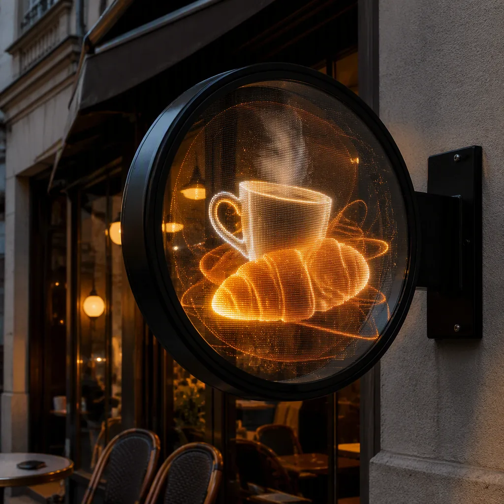 Enseigne 3D holographique café TTC STICKS